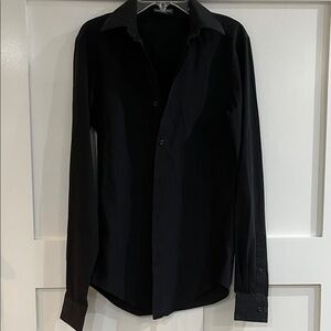 Van Heusen Women's Flex Slim Fit Black Button Down Shirt